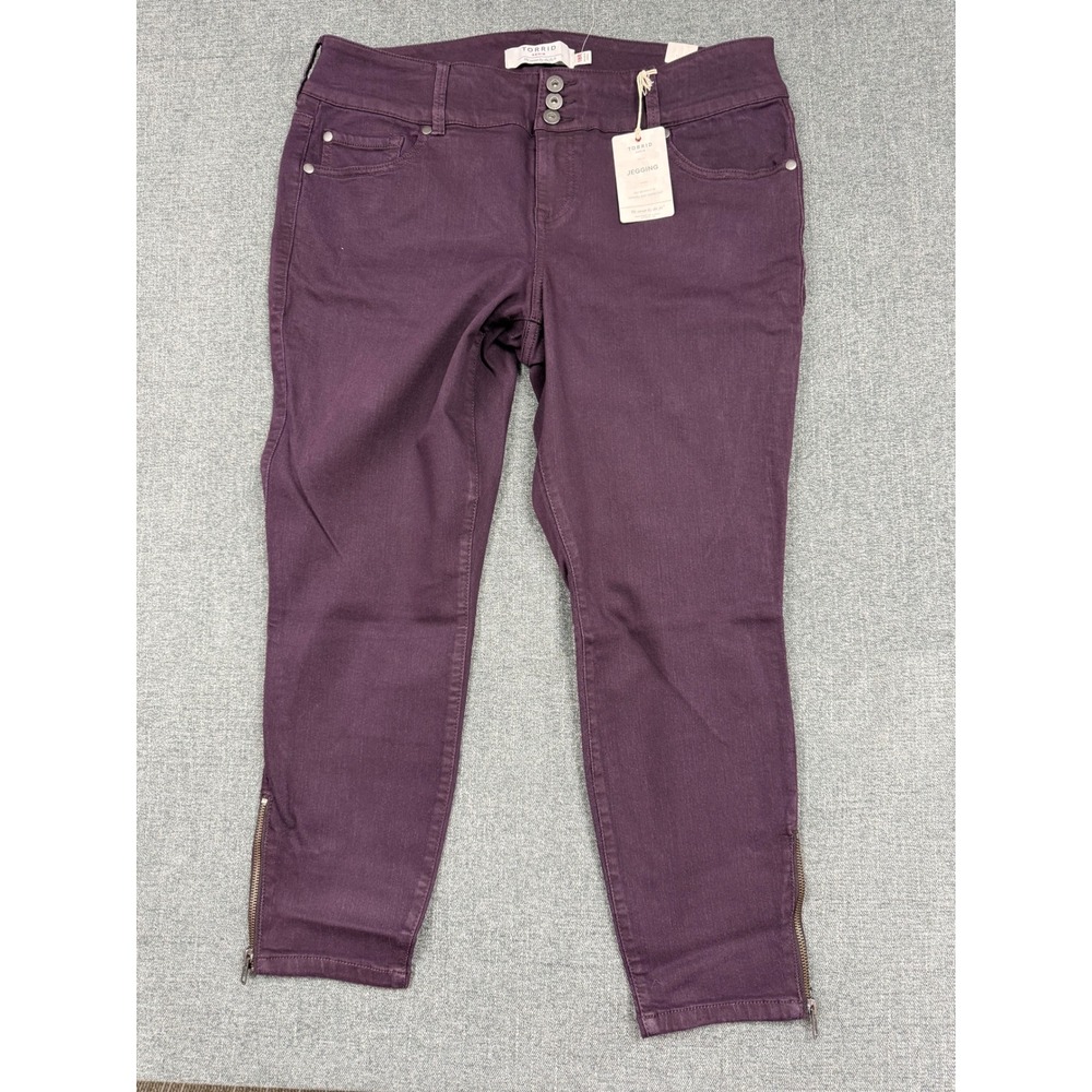 Torrid Womens 18R Purple Ankle Zip Jeggings High Rise Skinny Stretch Denim Pants